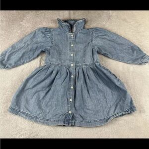 Red Camel girls blue long sleeve button up denim dress size small